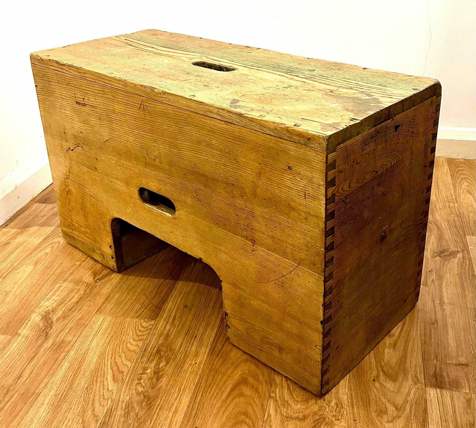Military Pine Vintage Stool Vintage Wooden Seating Chair British Hall Desk Side Table Coffee Side Antique photo Furniture