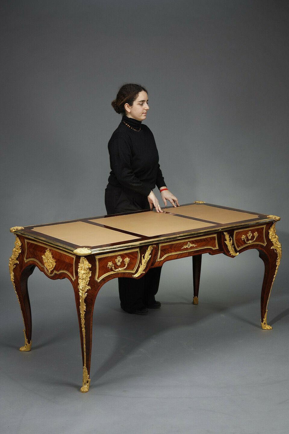 Louis XV Style Flat Desk In Marquetry And Rich Gilt Bronze Mountings photo furniture