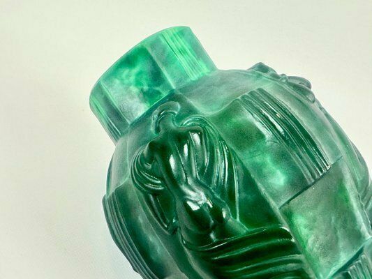 Art Deco Malachite Glass Ingrid Vase Attributed To Artur Pleva For Curt Schlevogt, 1950s photo buy