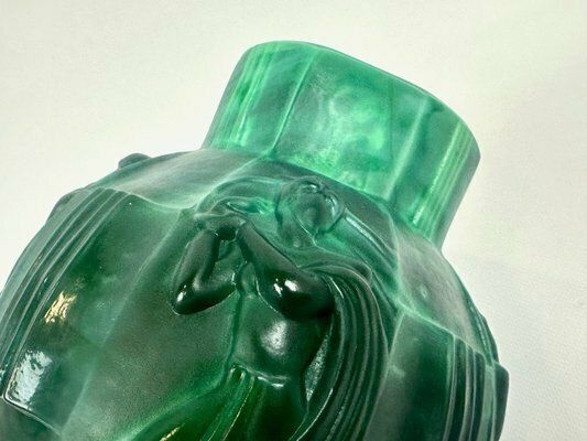 Art Deco Malachite Glass Ingrid Vase Attributed To Artur Pleva For Curt Schlevogt, 1950s photo vintage