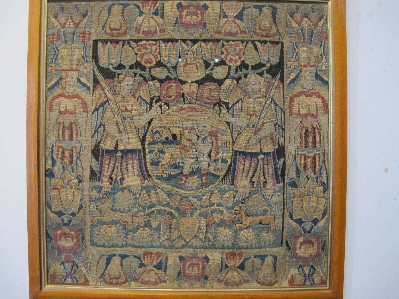 A Pair Of Rare 17th Century North German Tapestry Cushions photo for sale