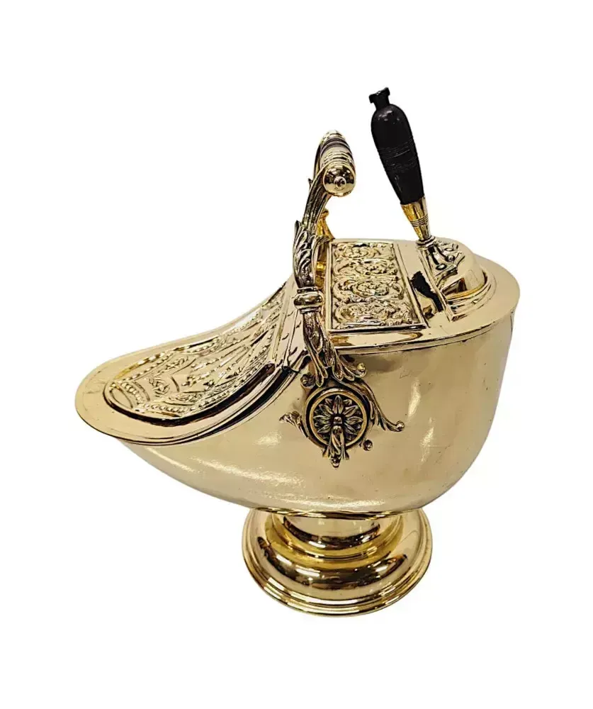 A Very Rare 19th Century Brass Lidded Coal Scuttle photo Home Fixtures