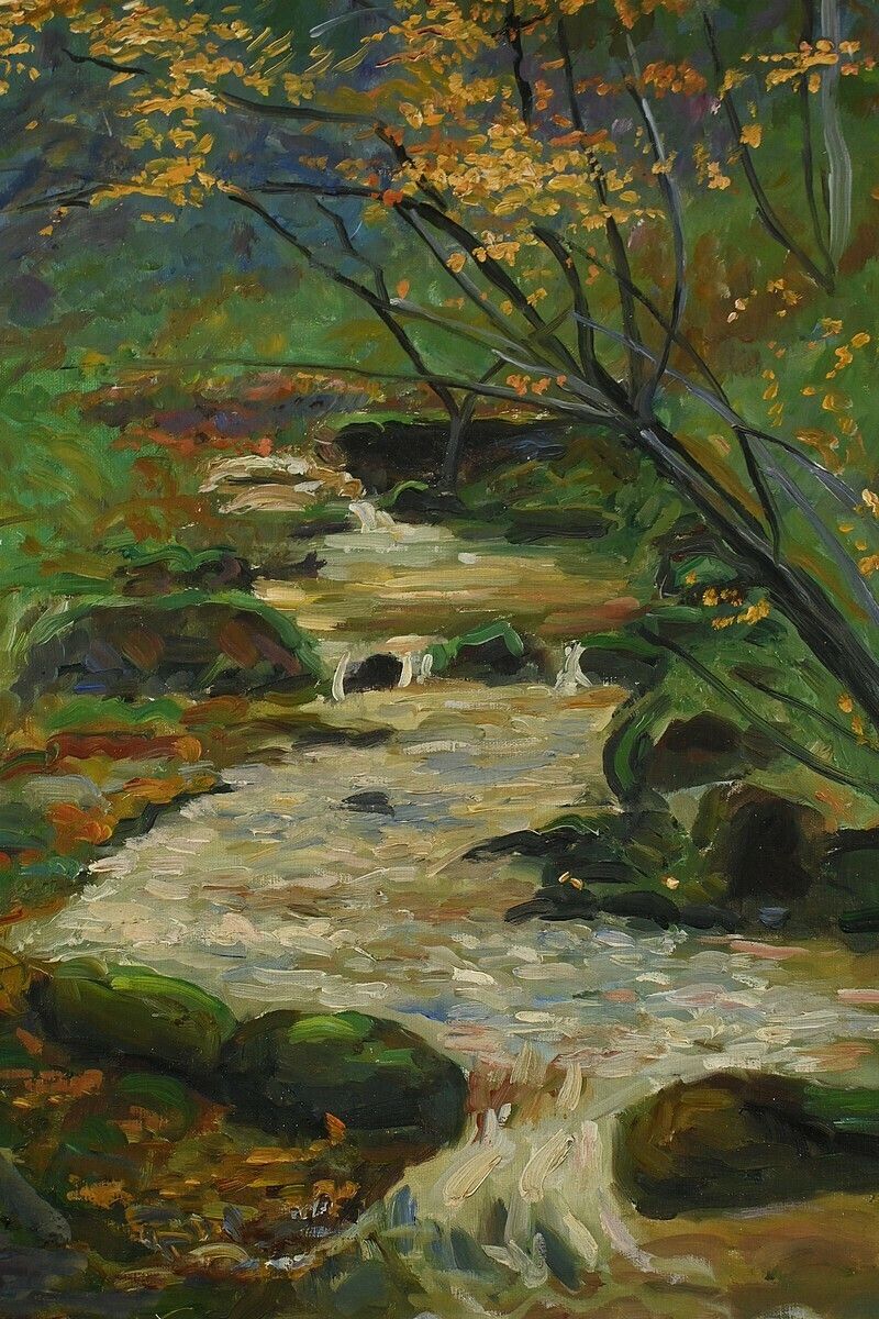 Oil On Canvas “Stream In The Forest” Signed A. Markowicz – Early 20th Century photo 650.0