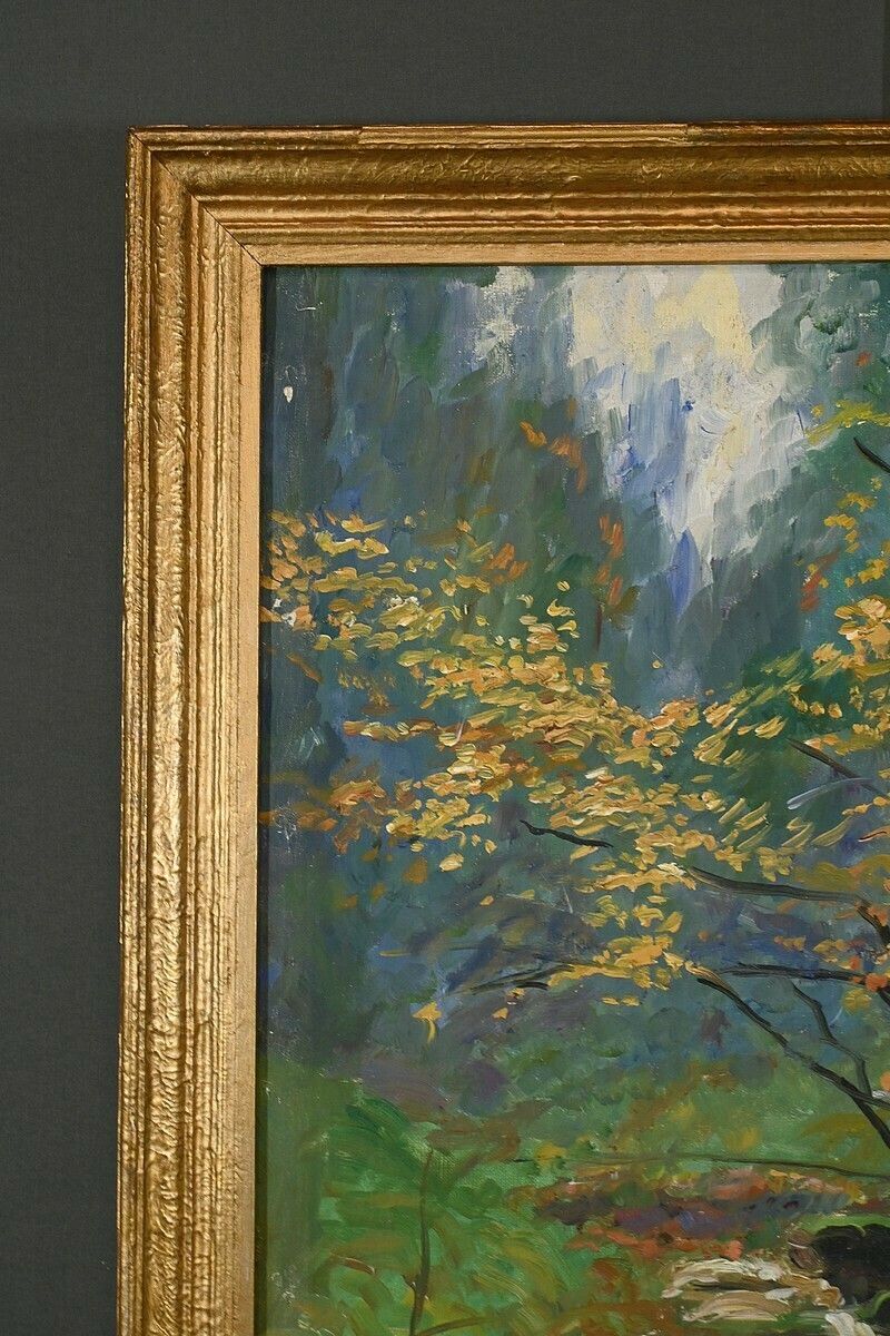 photo for sale Oil On Canvas “Stream In The Forest” Signed A. Markowicz – Early 20th Century