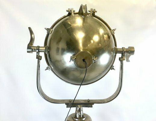 Large Vintage Tripod Aluminum Nickled Floor Lamp, 1980s photo 1868.0