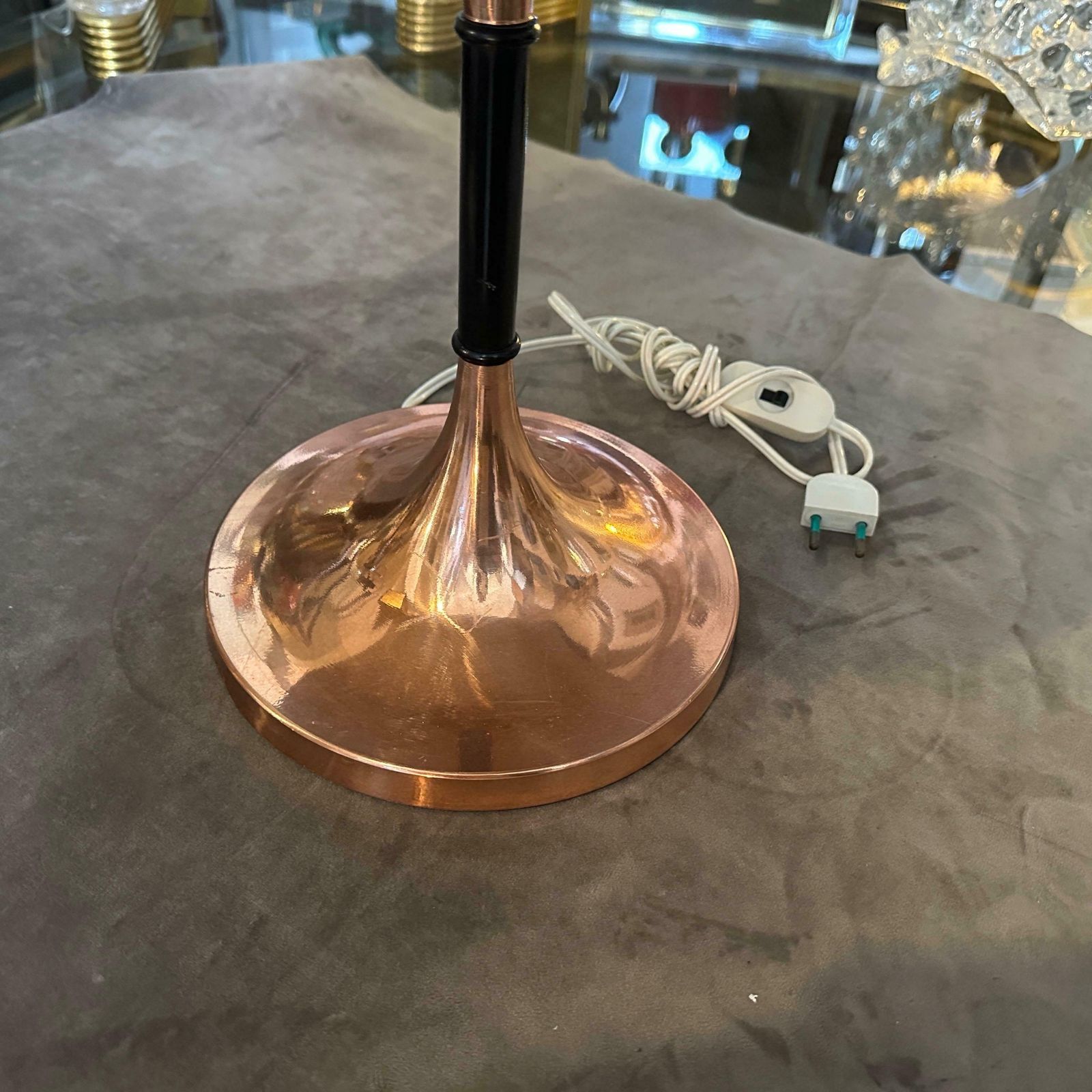 photo for sale 1970s Mid Century Modern Copper And Steel Italian Table Lamp