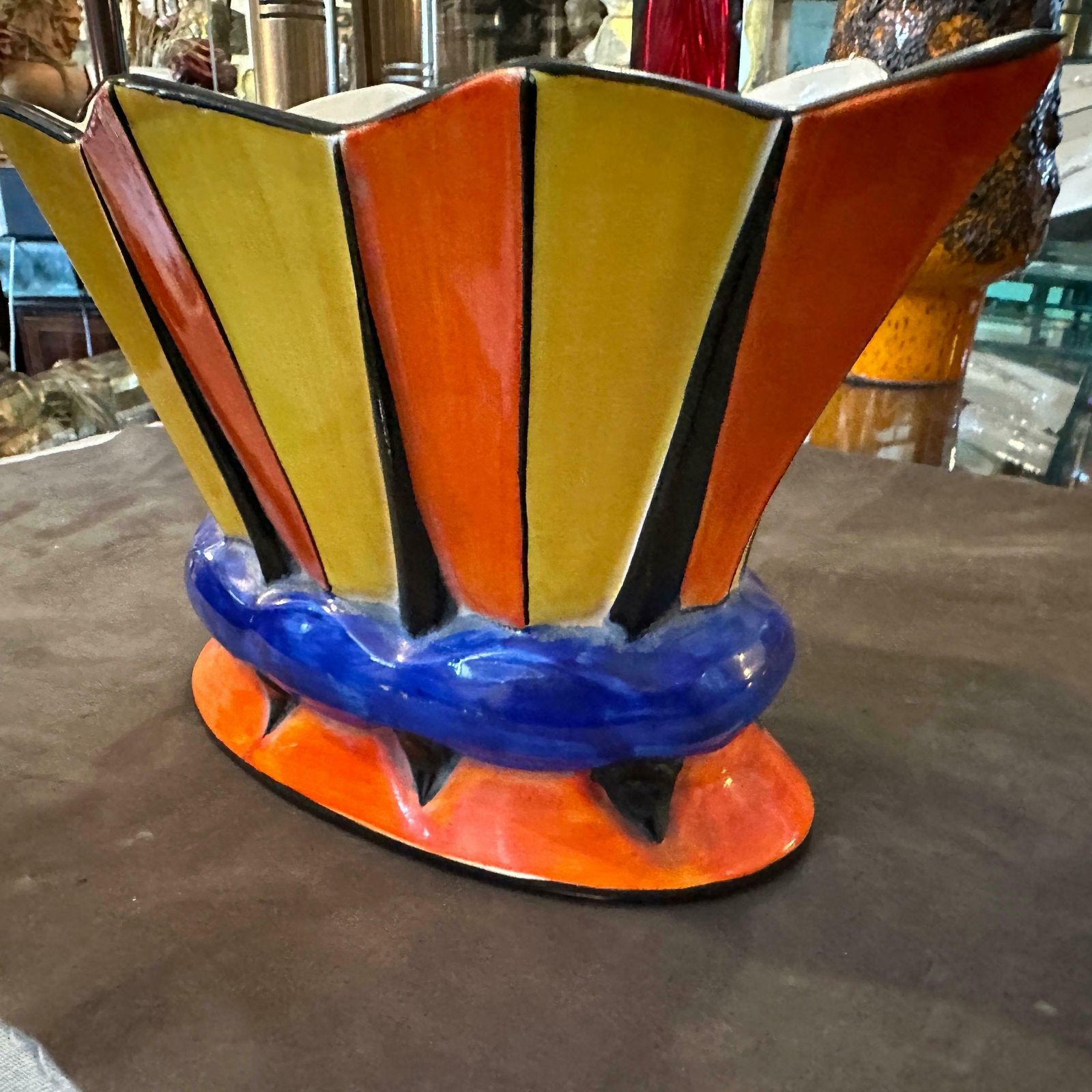 1940s Art Deco Hand Painted Porcelain Czech Vase photo for sale