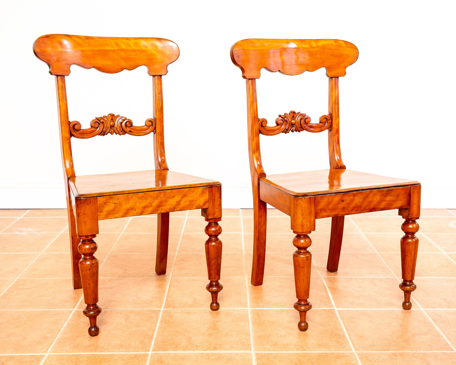 photo furniture Pair Of Swedish Biedermeier Hall Chairs Satin Birch Karl Johan Fine Antique Empire Chairs Gustavian Country House