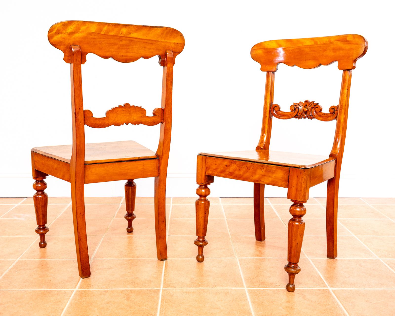 photo buy Pair Of Swedish Biedermeier Hall Chairs Satin Birch Karl Johan Fine Antique Empire Chairs Gustavian Country House