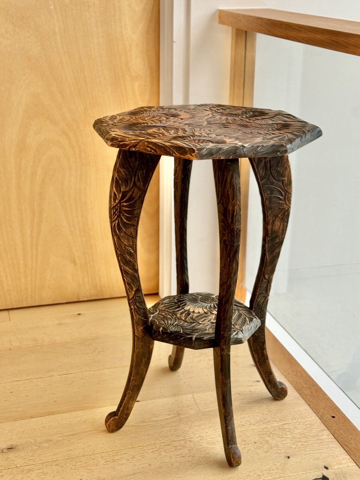 Liberty Of London Japanese Hand Carved Floral Side Table C1905
