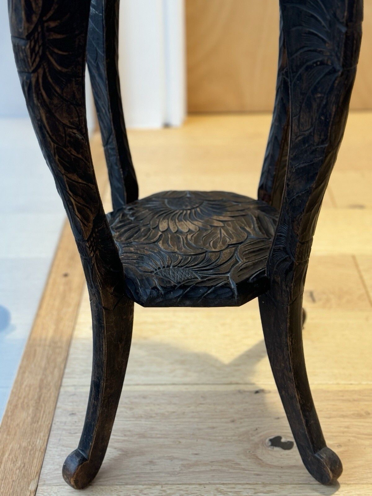 Liberty Of London Japanese Hand Carved Floral Side Table C1905 photo Furniture