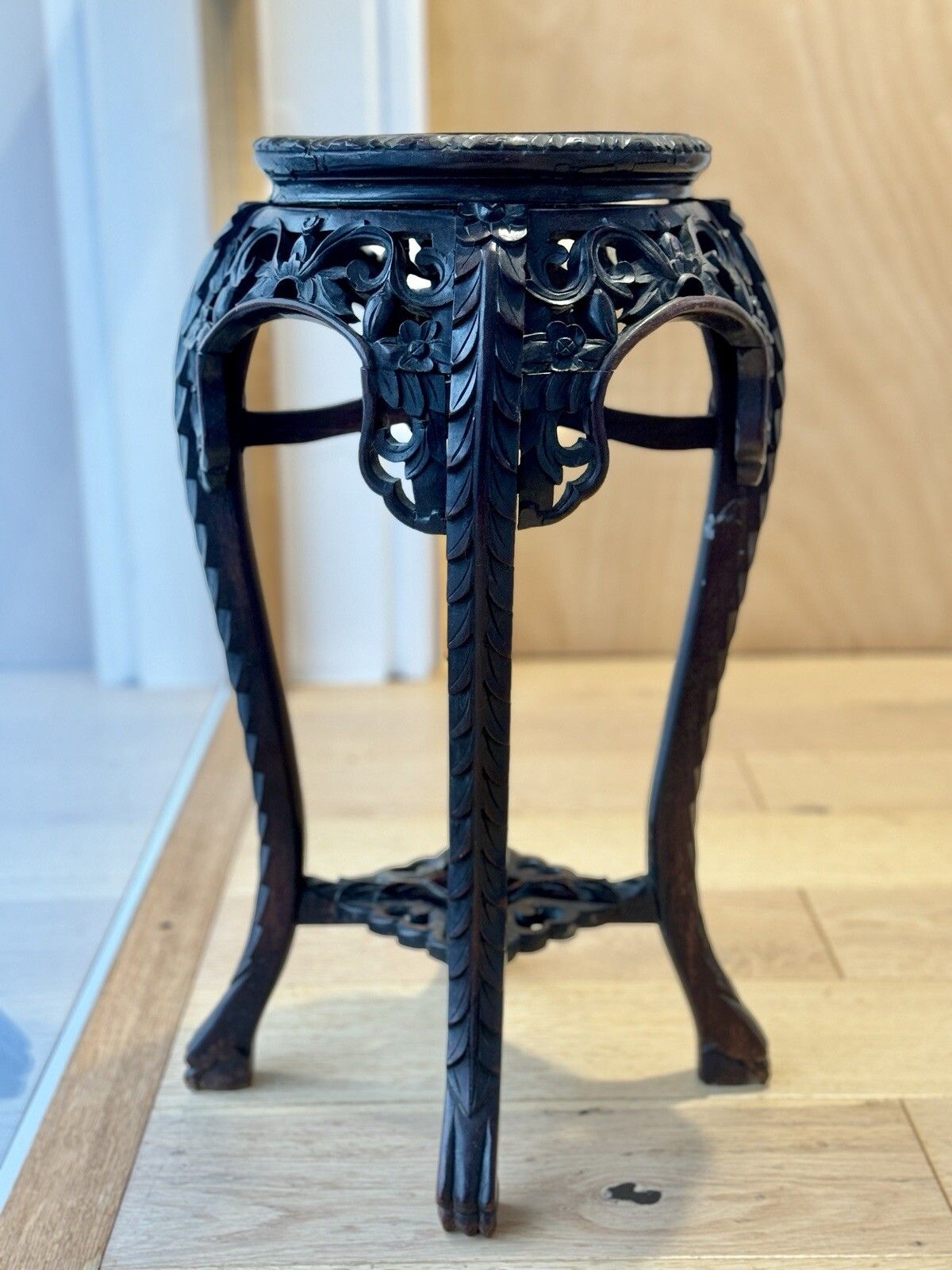 Antique Chinese Jardiniere Stand, Marble Top, Lamp Table, Victorian photo vintage