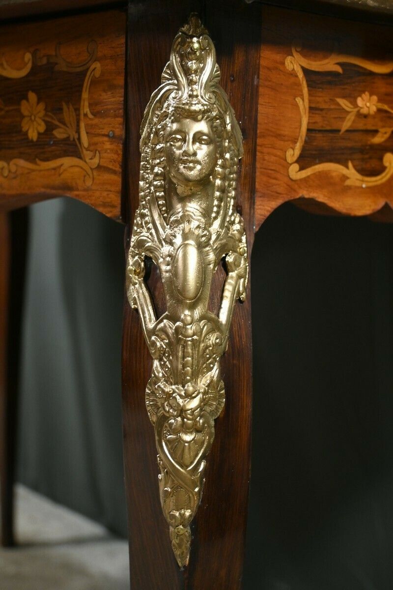 photo vinterior Rosewood And Marquetry Desk Table, Napoleon III Period – 2nd Part Of The 19th Century