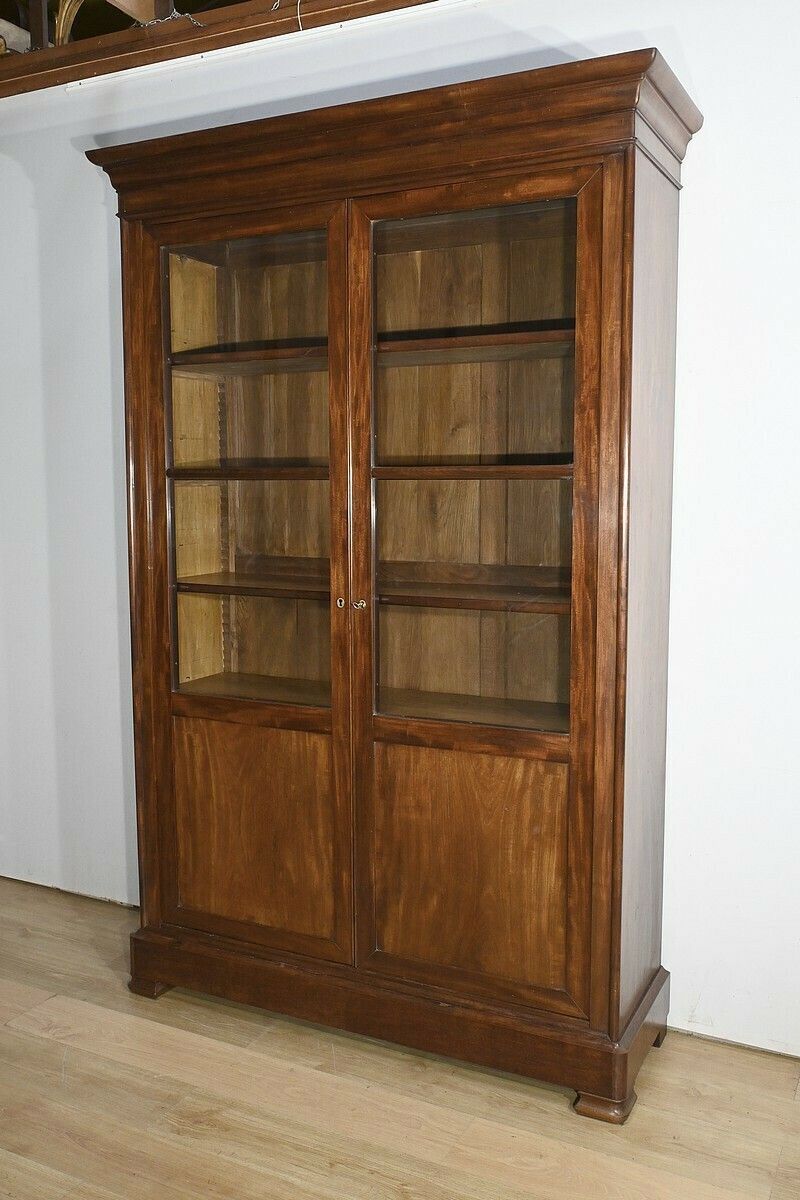 Glass Fronted Mahogany Bookcase, Restoration Period – 1st Part Of The 19th Century photo furniture
