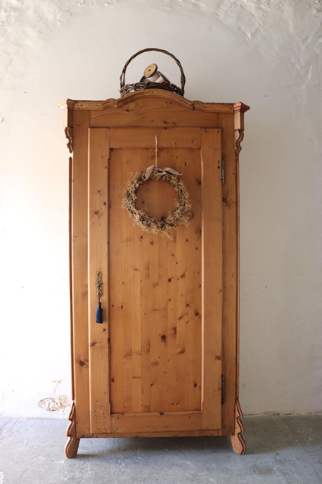 Gorgeous Rustic Pine Farmhouse Larder Or Linen Cupboard With Shelves And Original Key