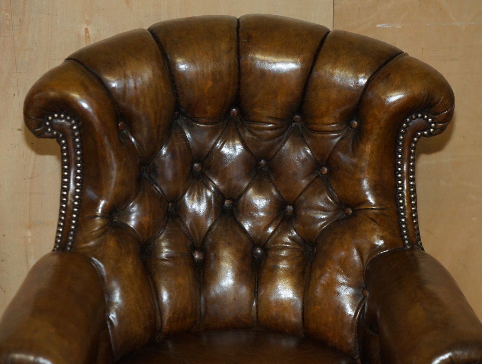 Fine Antique Victorian Harrington's Cradle Rocking Chesterfield Leather Armchair photo 3950.0