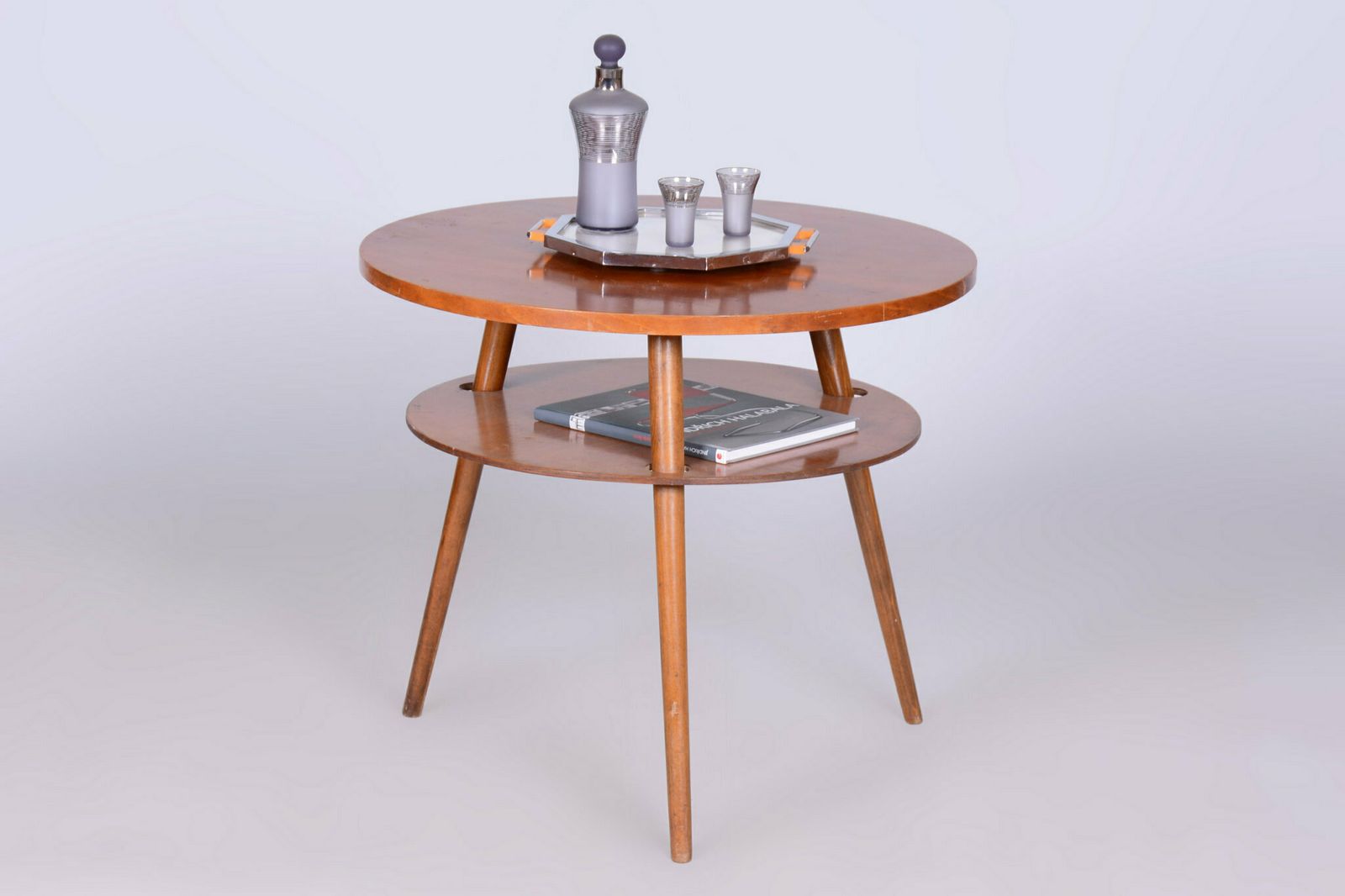Original Mid Century Coffee Table, Walnut, Beech, Czech, 1950s photo furniture