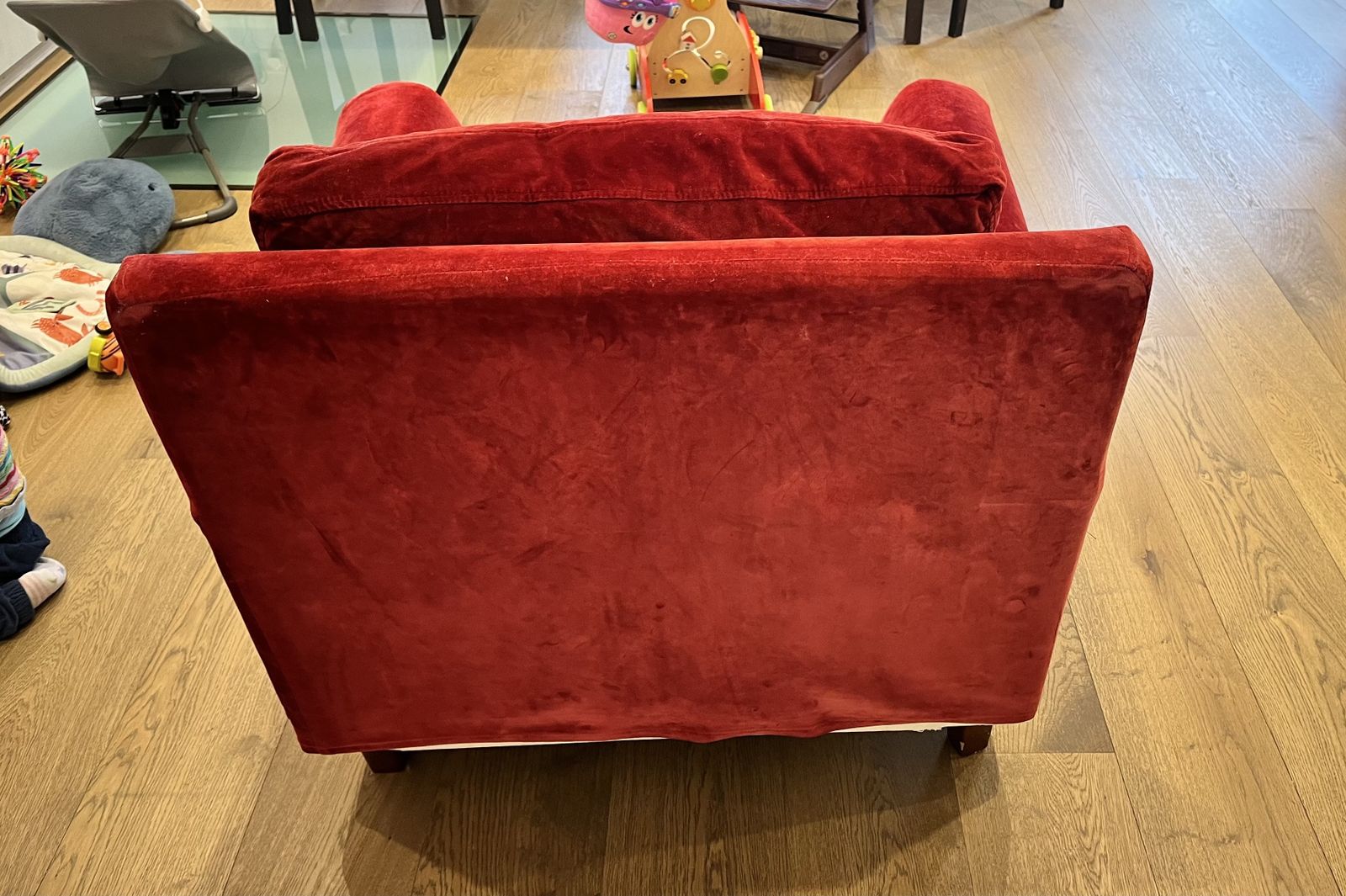 Habitat Red Velvet Armchair photo for sale