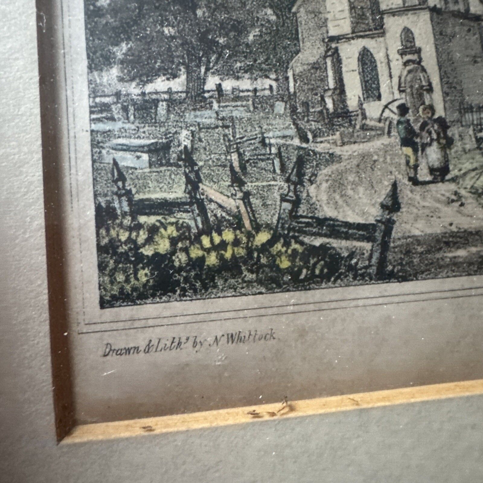 Antique Lithograph 18th Century Harrow Church  London photo Art
