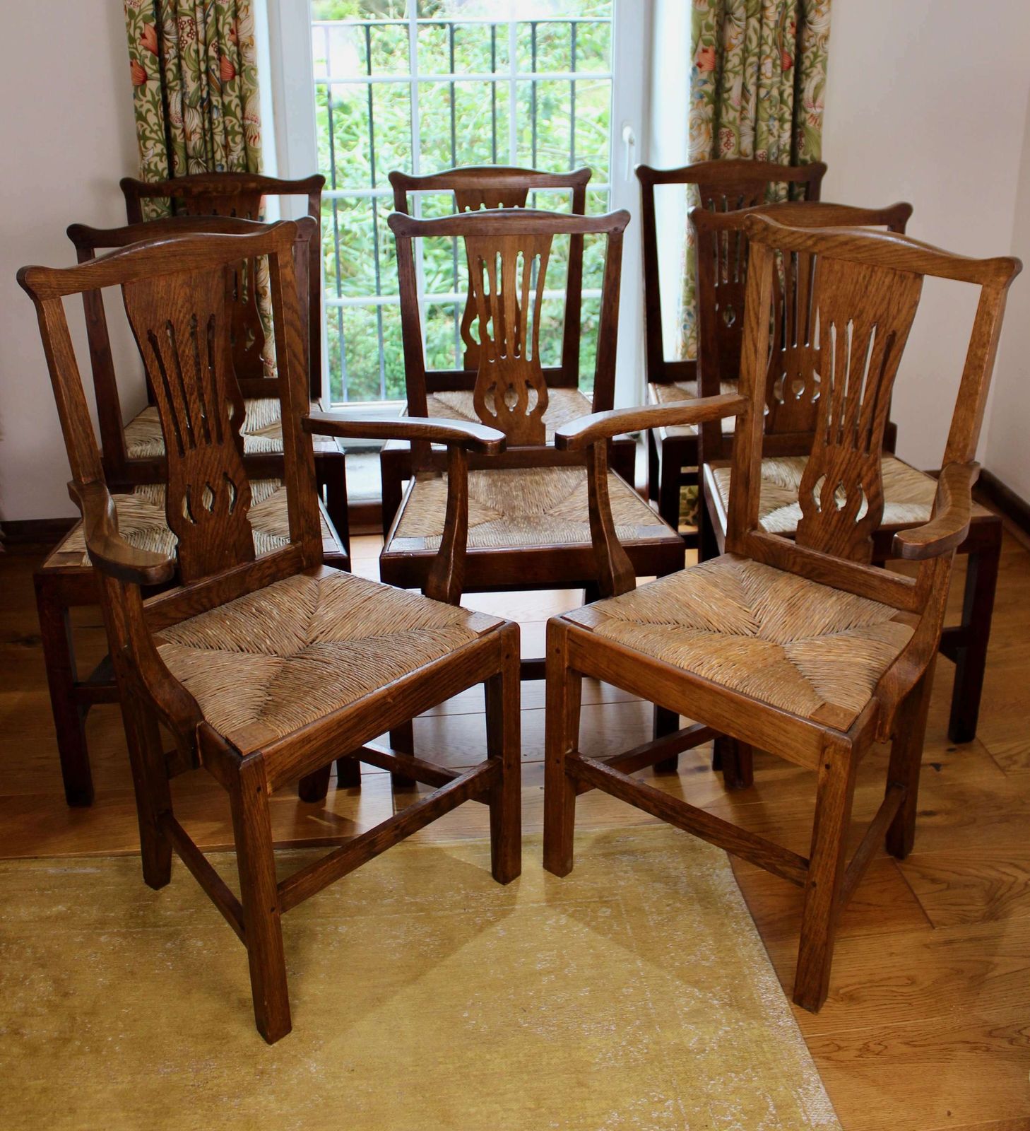 Set Of 8 George III Oak Country Chairs By Clarkson Of Wolverhampton