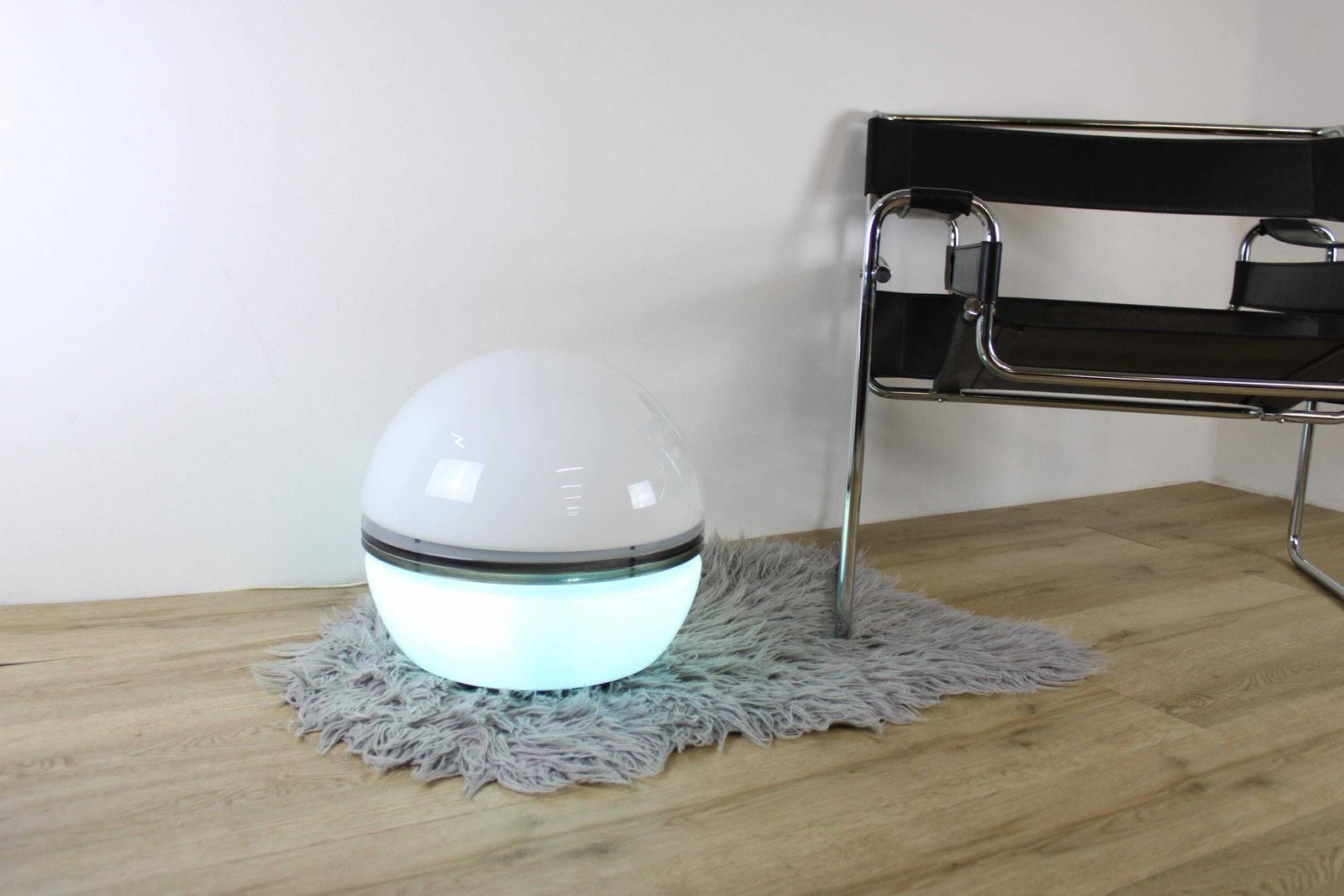 Vintage Italian Floor Lamp/Large Space Age Floor Lamp By Enrico Tronconi/Chrome And Glass Lamp 70s/White Glass Lamp/Designer Floor Lamp photo buy