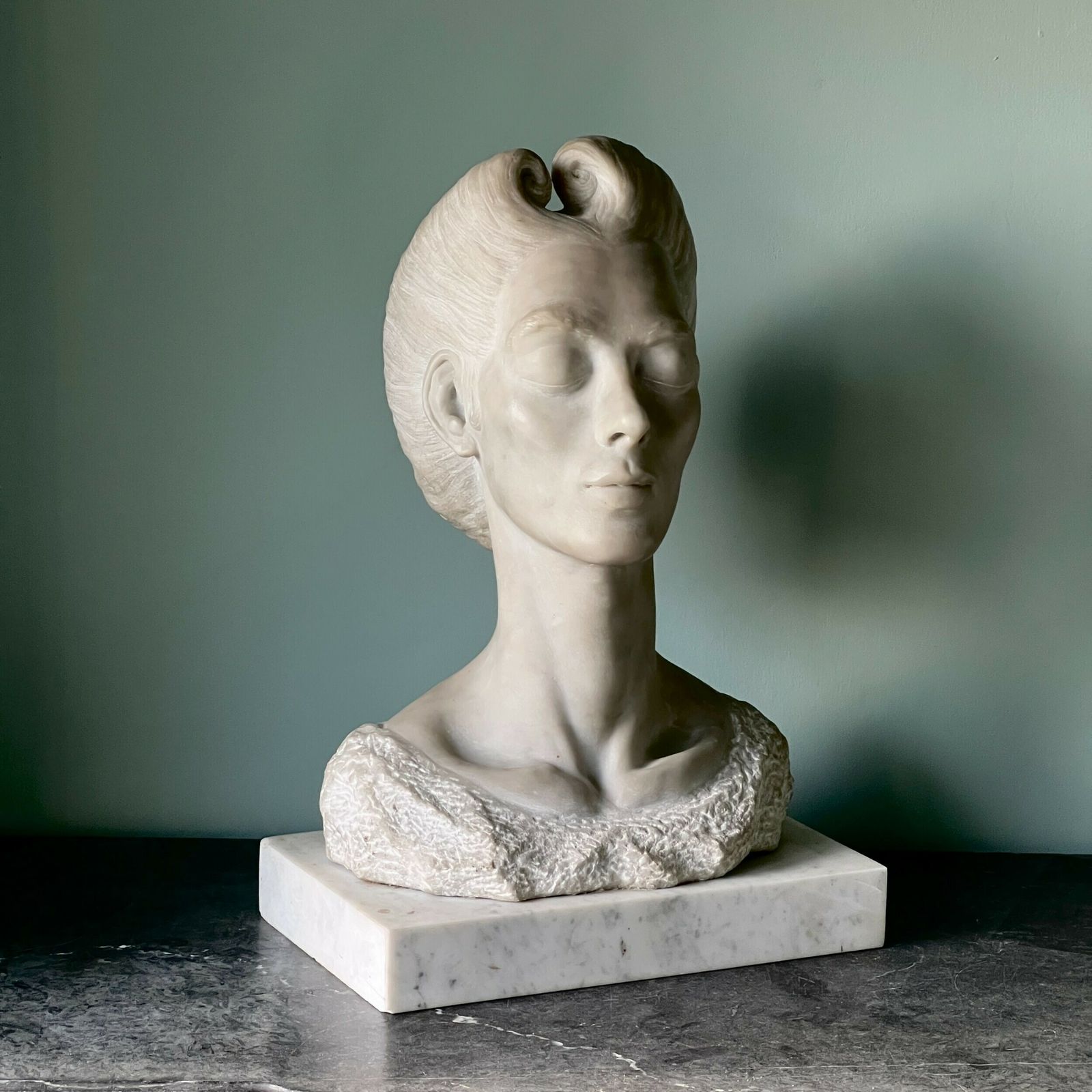 An English Marble Bust Of A Lady