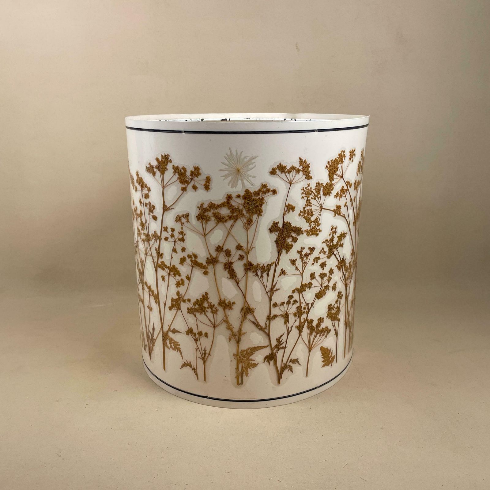 Dried Flower Lamp Shade Lampshade Tapered Drum Warm Beige Warm Colours Handmade Hand Made Unique Floral Retro Vintage Antique Cylinder photo vintage