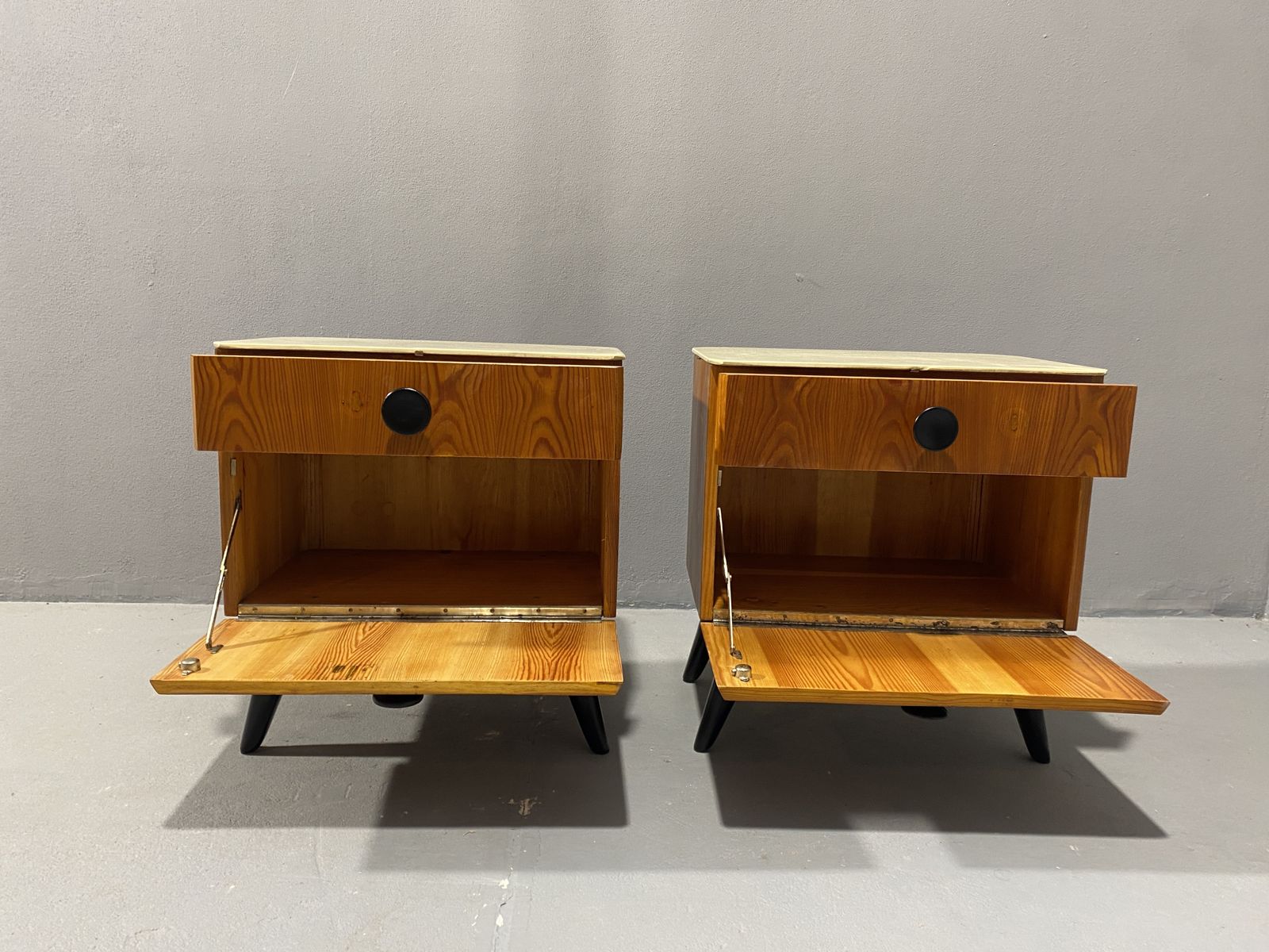 1017.0 Fully Restored Night Stands By Jindřich Halabala For úp Závody, 1950s, Czechoslovakia photo