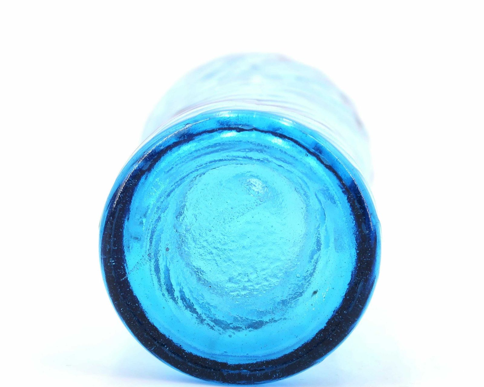 Zeldzame Blauwe Glazen Empoli Geniesfles, Italiaanse Karaf, Jaren 1960 / Boho Chic, Bohemian, Folk, Made In Italy photo vinterior