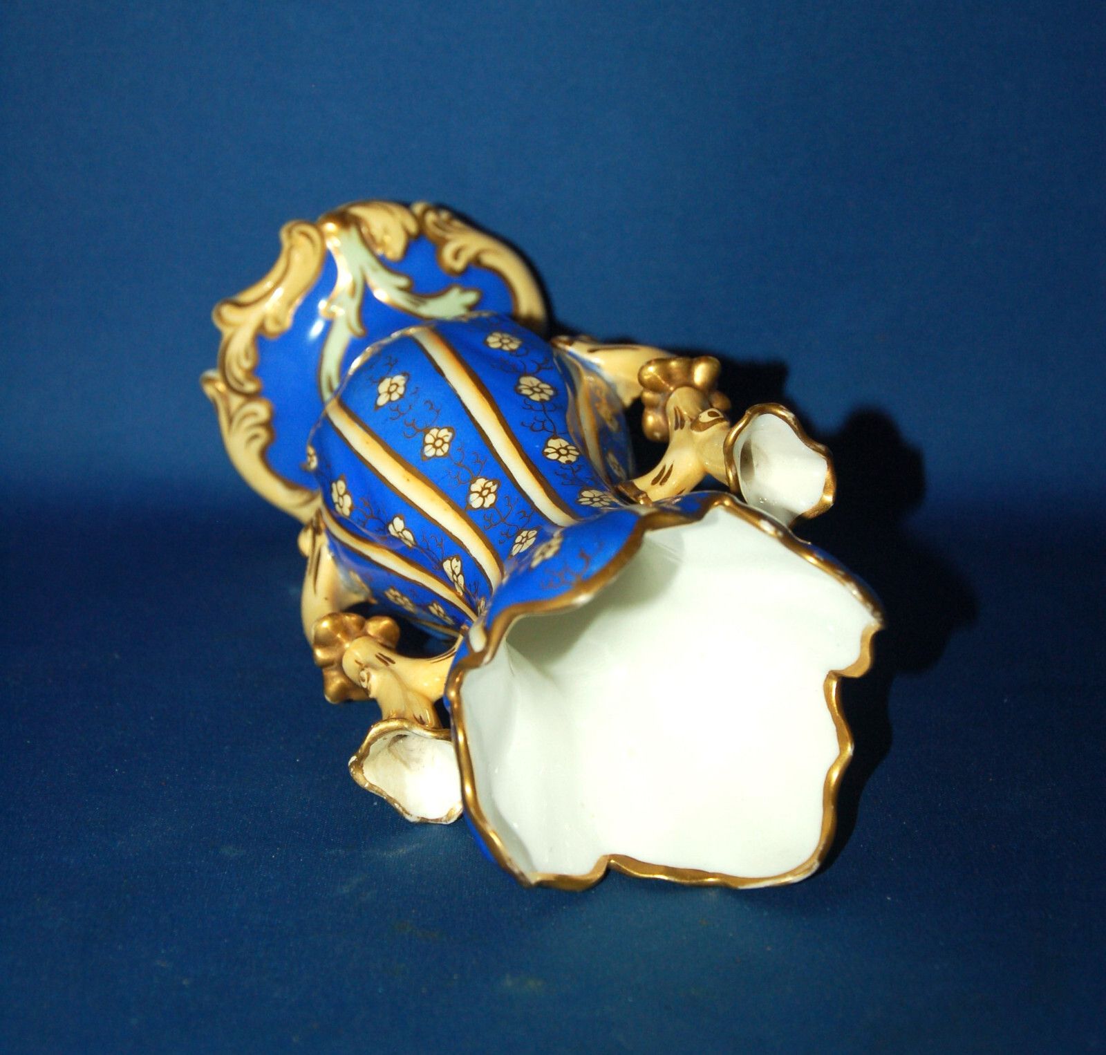 A Stunning Antique 19th Century Porcelain Vase, Royal Blue, Floral Decoration photo 64.0