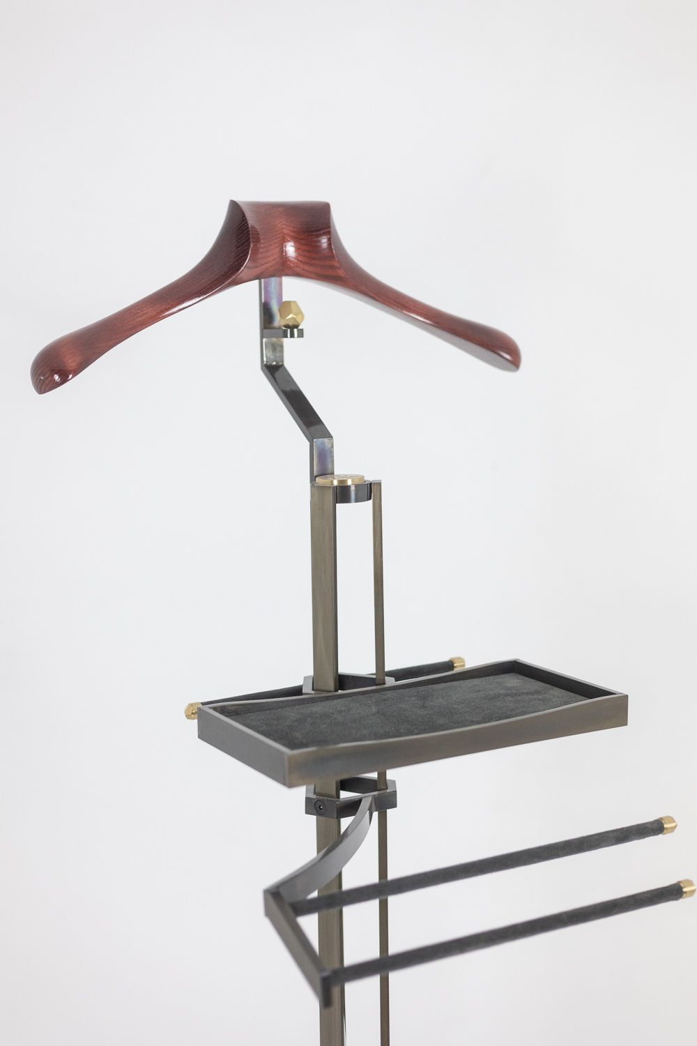 Valet In Brass, Steel And Leather. Contemporary Work. photo vintage