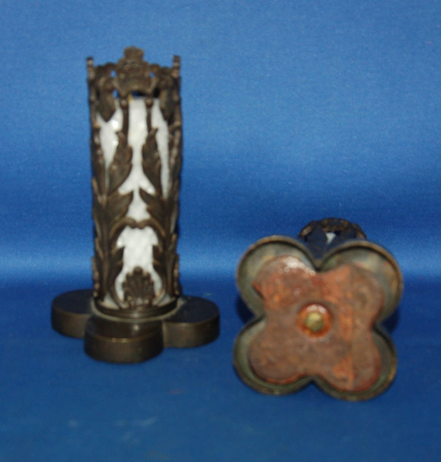 A Super Pair Of Art Nouveau Filigree Anthus Leaf Candle Holder Or Spill Vases photo for sale