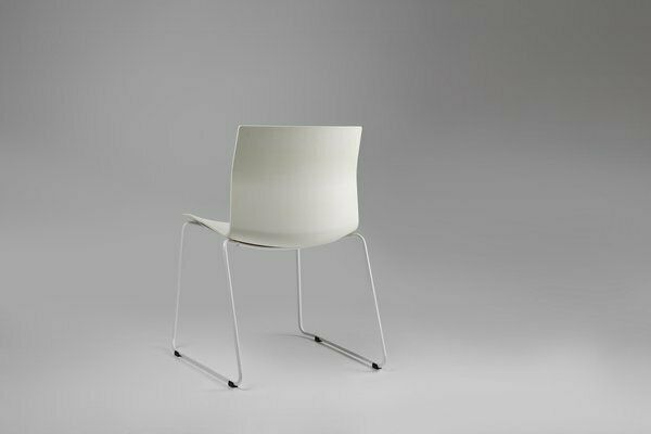 photo furniture Mid Century White Chair With Metal Frame And Plastic Seat, Belgium,