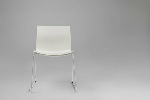 Furniture Mid Century White Chair With Metal Frame And Plastic Seat, Belgium, photo