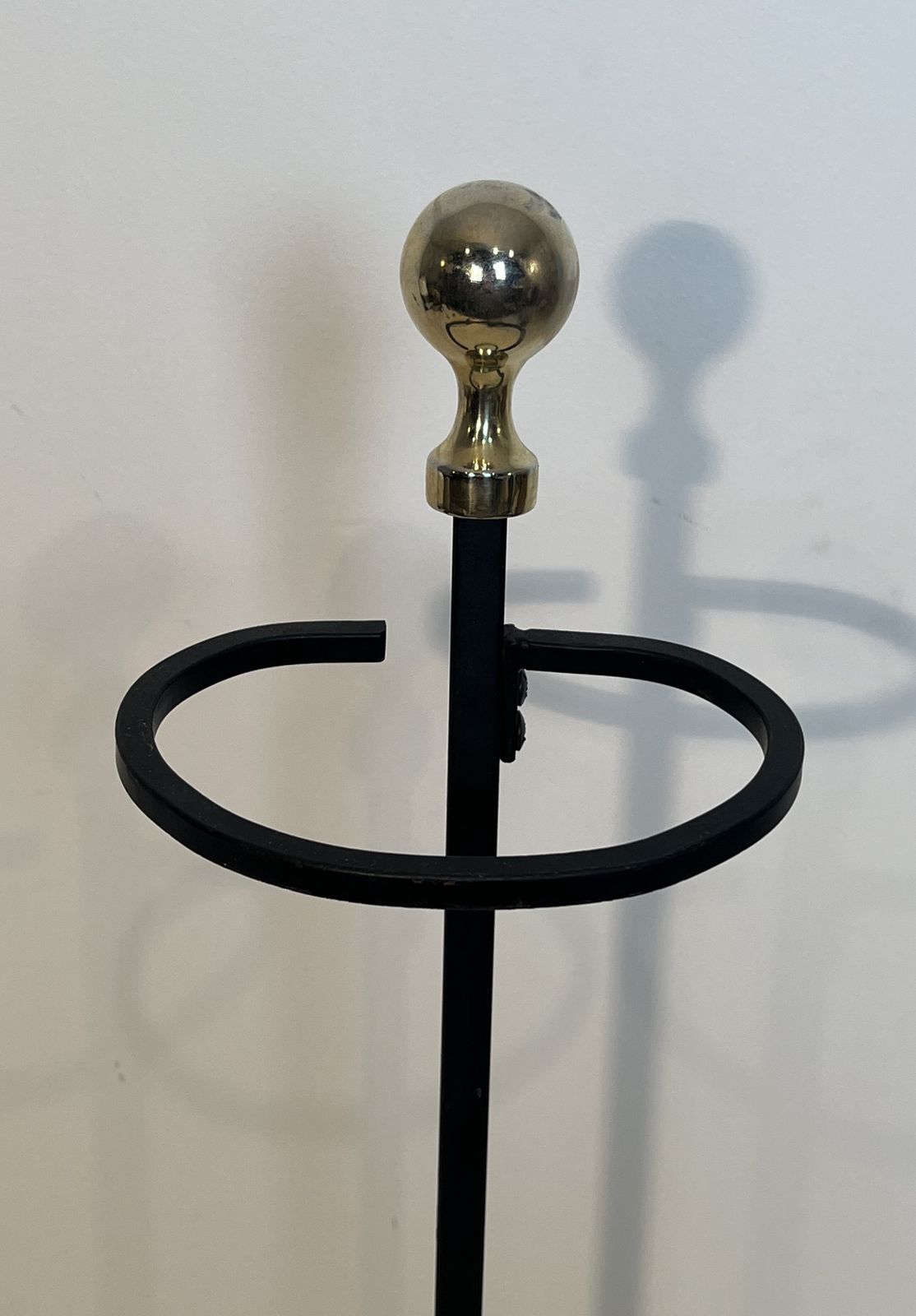 Black Lacquered Metal And Brass Design Fire Kit photo for sale