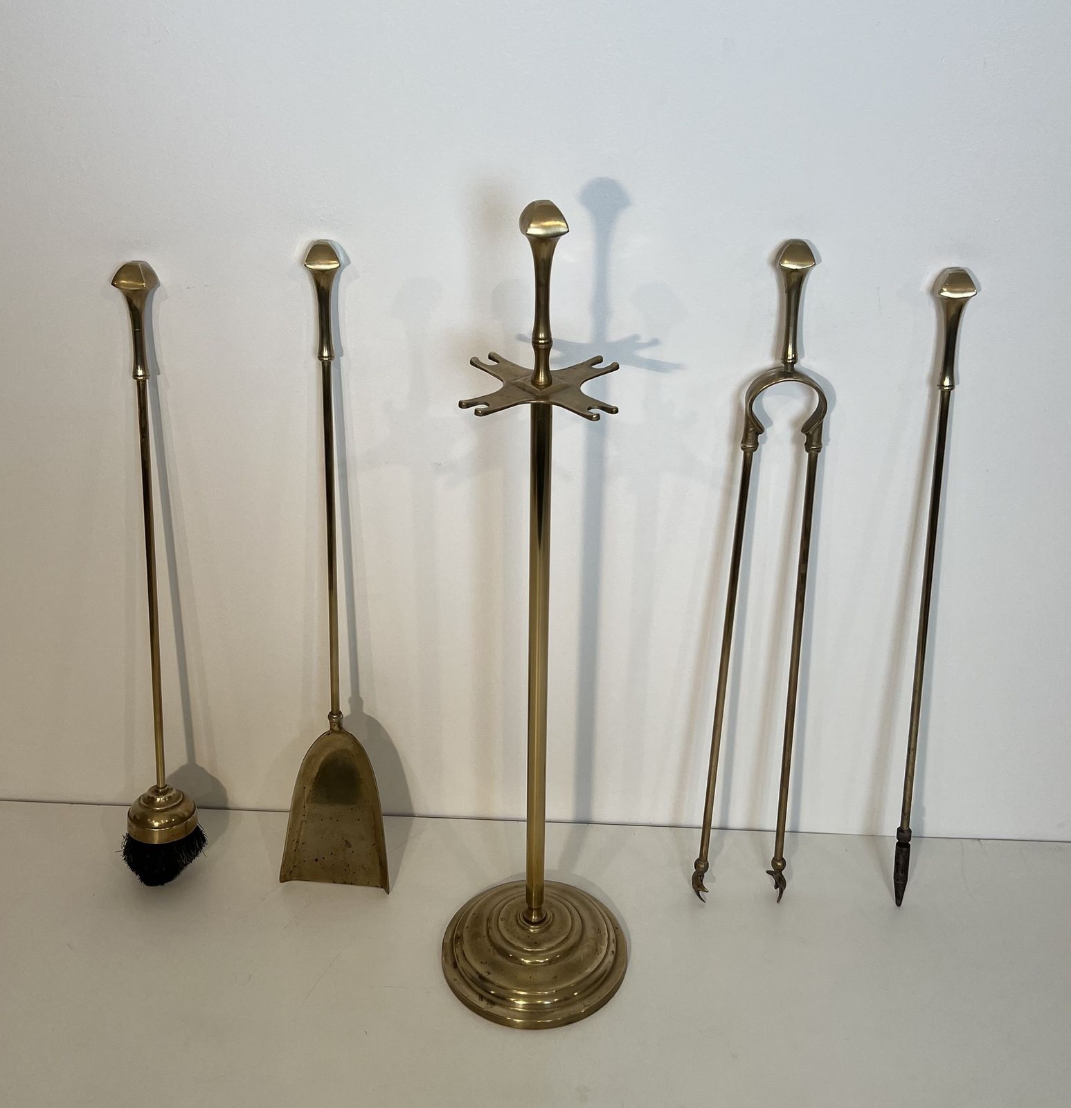 Neoclassical Style Brass Fireplace Set photo vinterior