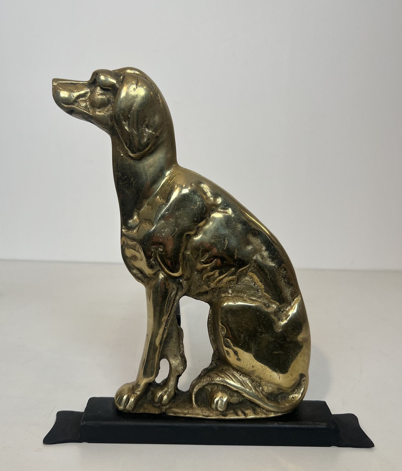 photo vinterior Pair Of Chiseled Bronze Andirons Representing Dogs From The Art Deco Period
