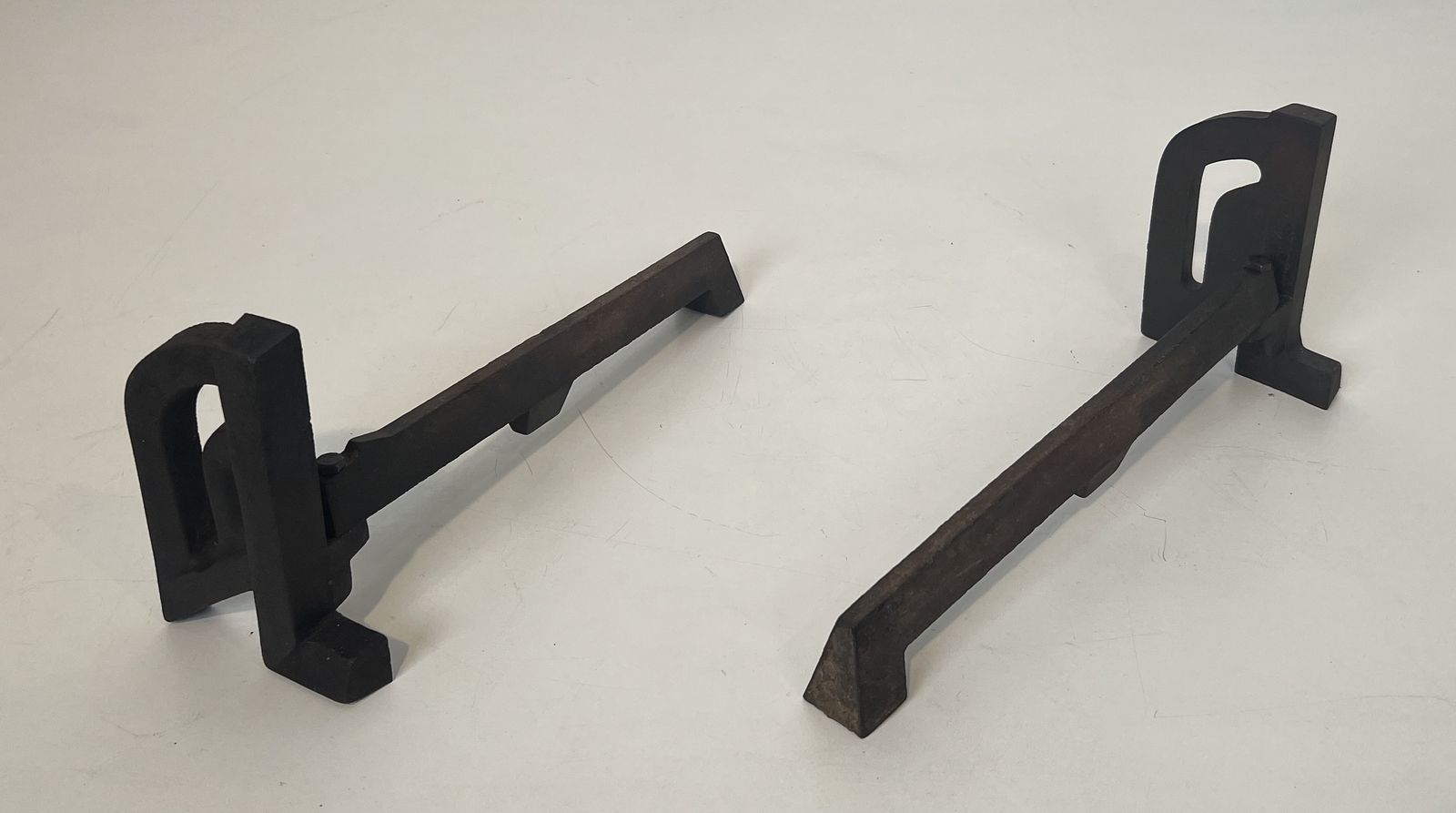 Pair Of Small Modernist Cast Iron And Wrought Iron Andirons photo buy