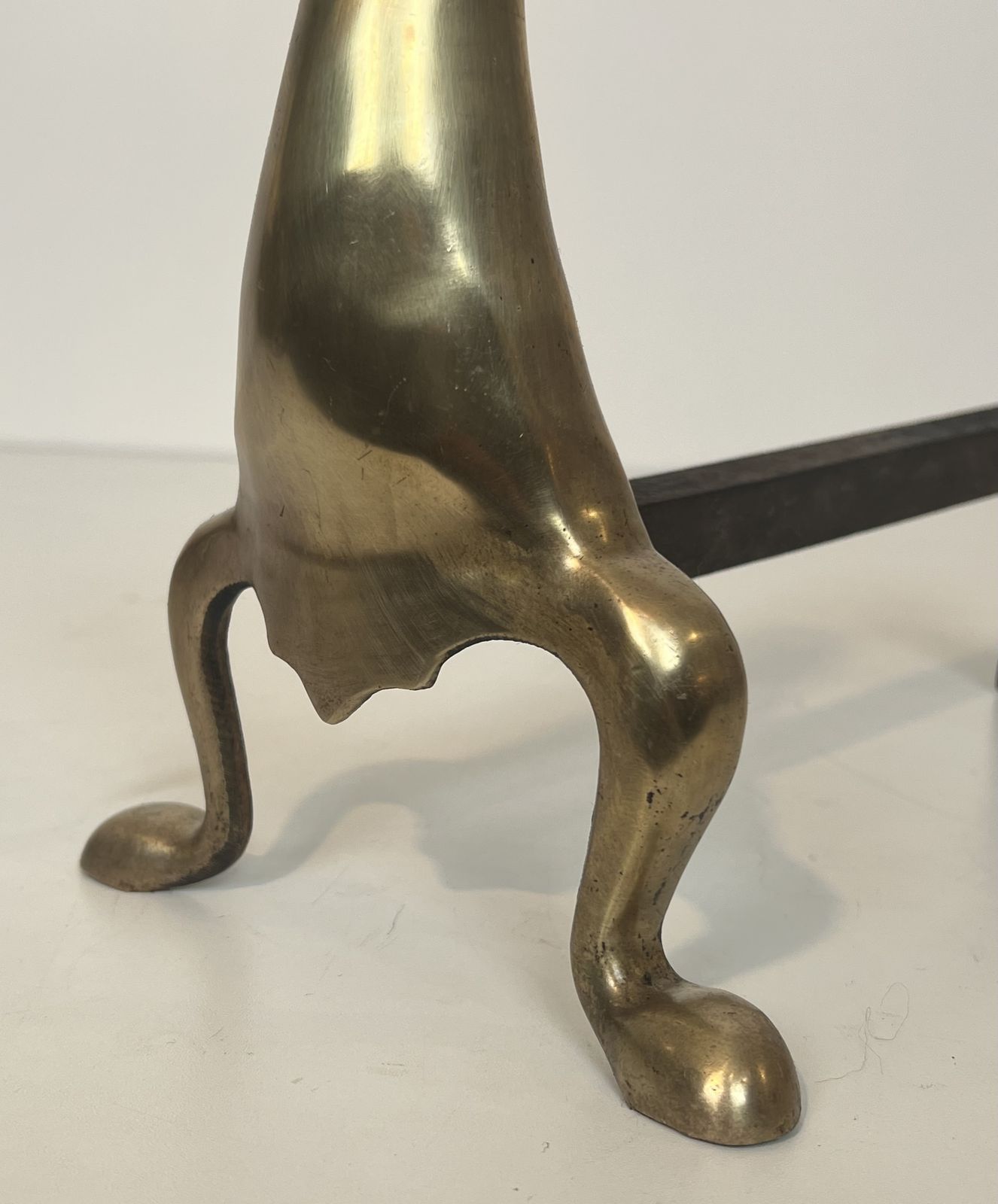 photo for sale Pair Of Andirons Representing Stylized Ducks In Brass In The Style Of Claude And François Xavier Lalanne. Circa 1970