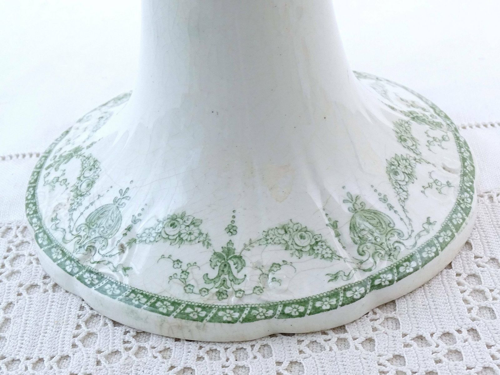 Antique English Ceramic Compote Dish With Teal By F Winkle And Co England, Vintage Ironware Style Pottery Cake Stand Pedestal Taser Bowl photo vinterior