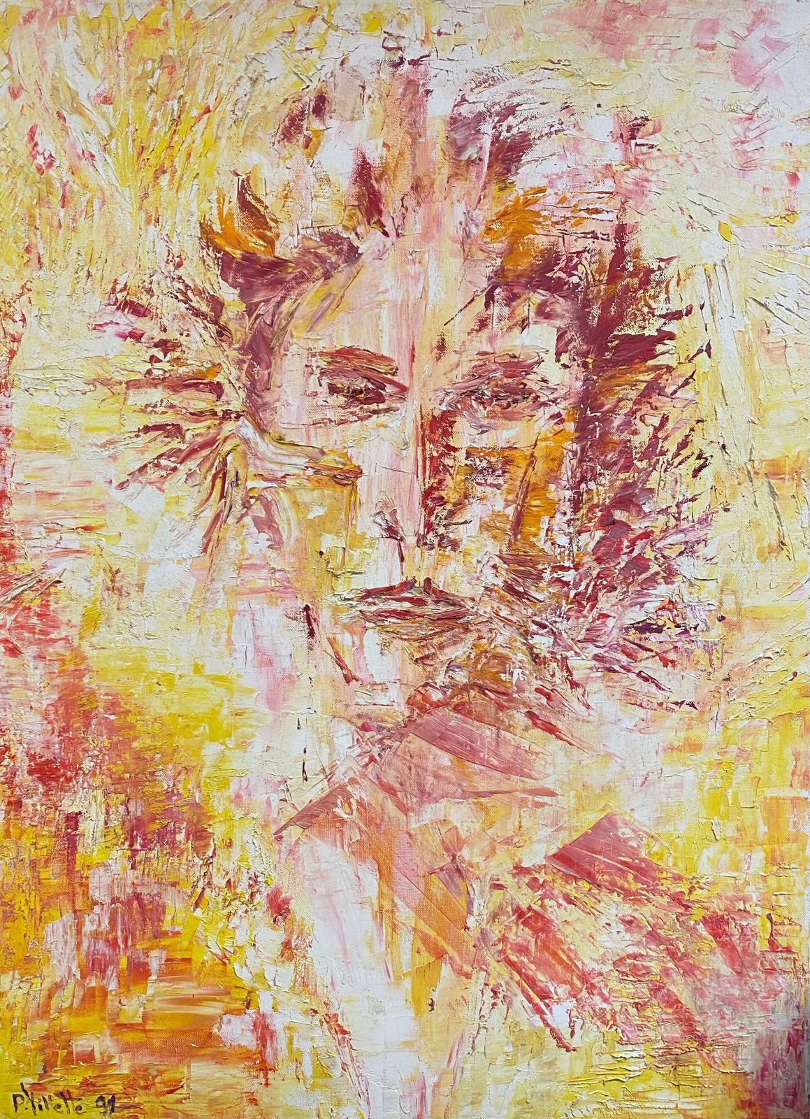 P Vilette20th Century Original French Signed Expressionist Oil Painting   Abstract Face20th Century
