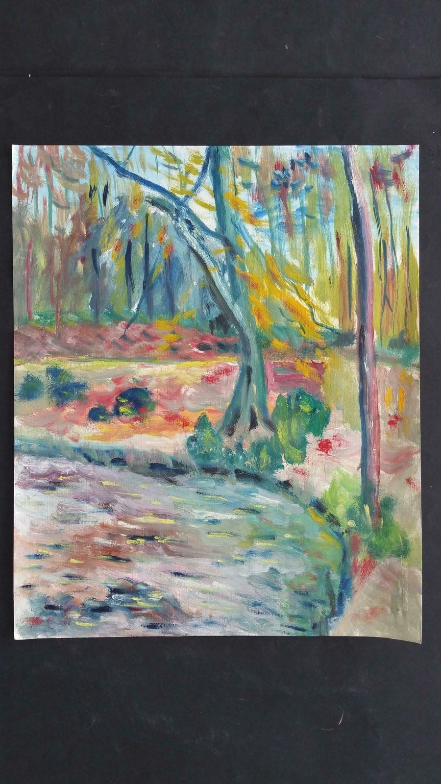 Unknown20th Century French Oil Painting Provence Woodlandlate 20th Century photo furniture