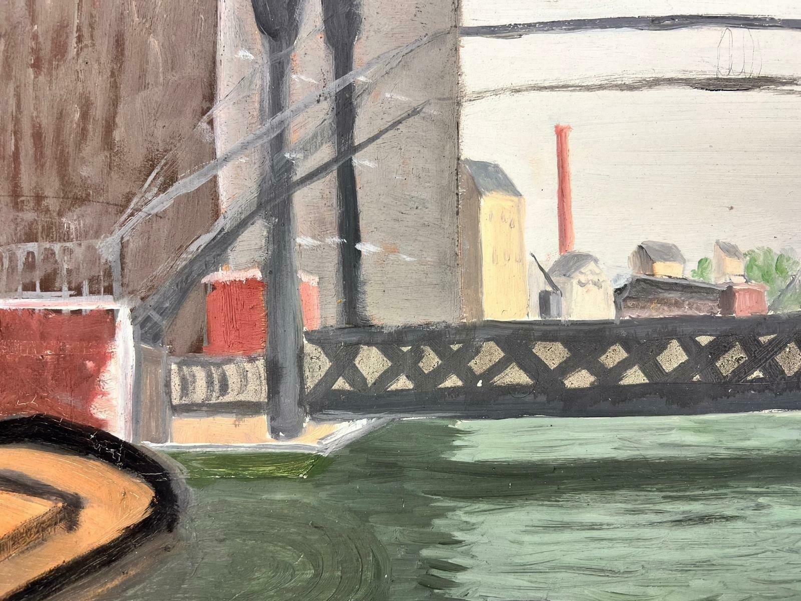 Genevieve Zondervan (1922 2013)genevieve Zondervan (1922 2013) French Oil Painting   Power Station Bridge  C. 1960's photo for sale
