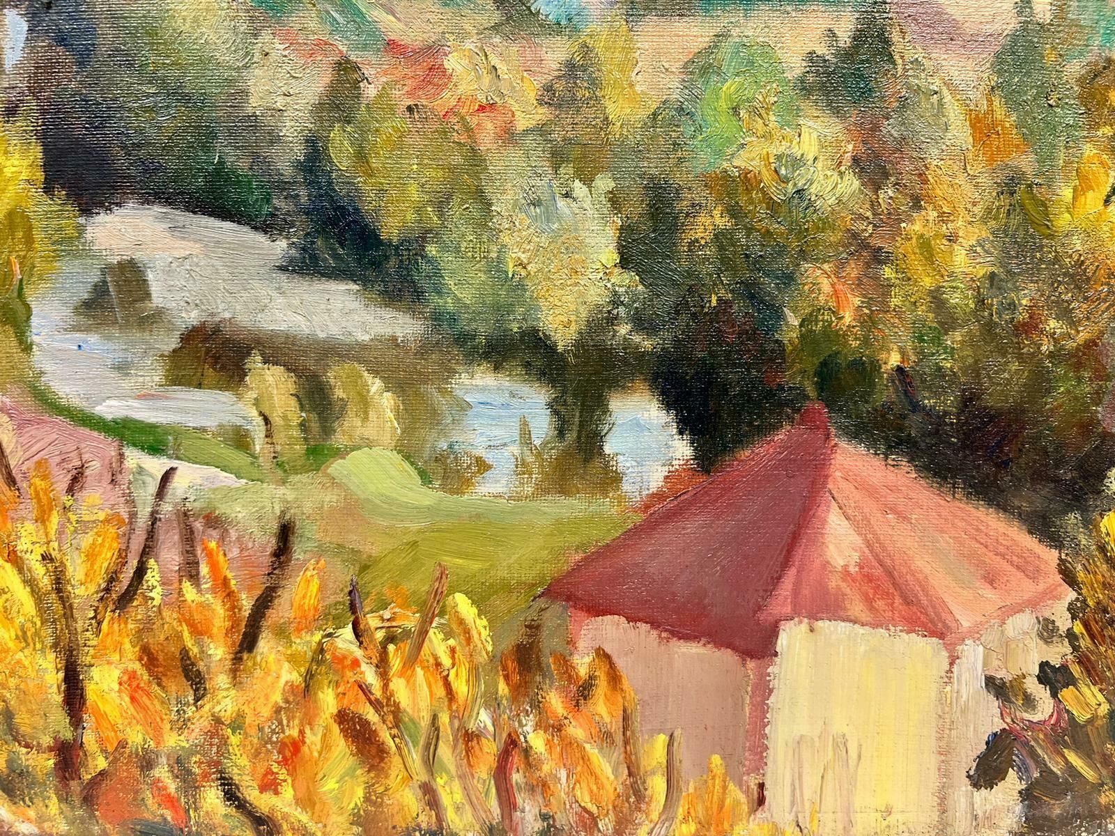 Josine Vignonautumnal Cergnes Stream Landscape French Post Impressionist Signed Oil 1960's photo Art