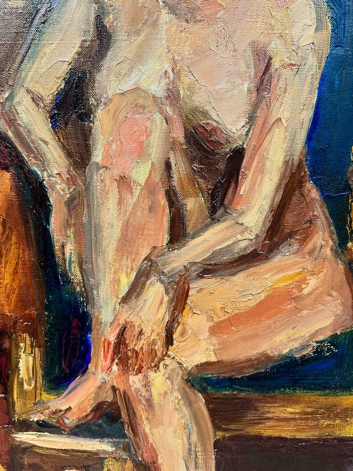 Josine Vignonfrench Nude Female Portrait Interior Post Impressionist Signed Impasto Oil 1960's photo for sale
