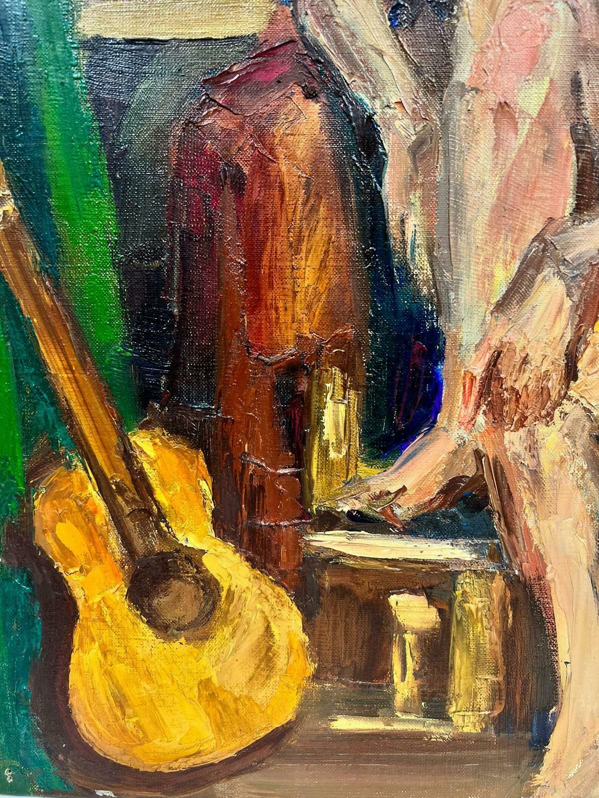 Josine Vignonfrench Nude Female Portrait Interior Post Impressionist Signed Impasto Oil 1960's photo vinterior
