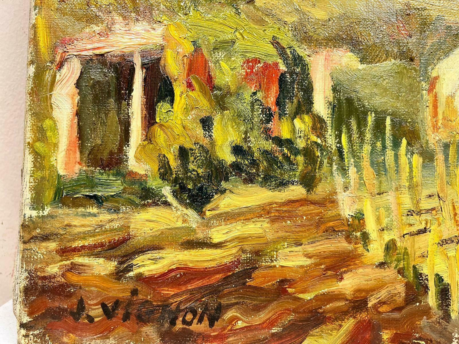 Josine Vignonrural French Bridge Landscape Post Impressionist Signed Oil 1960's photo for sale