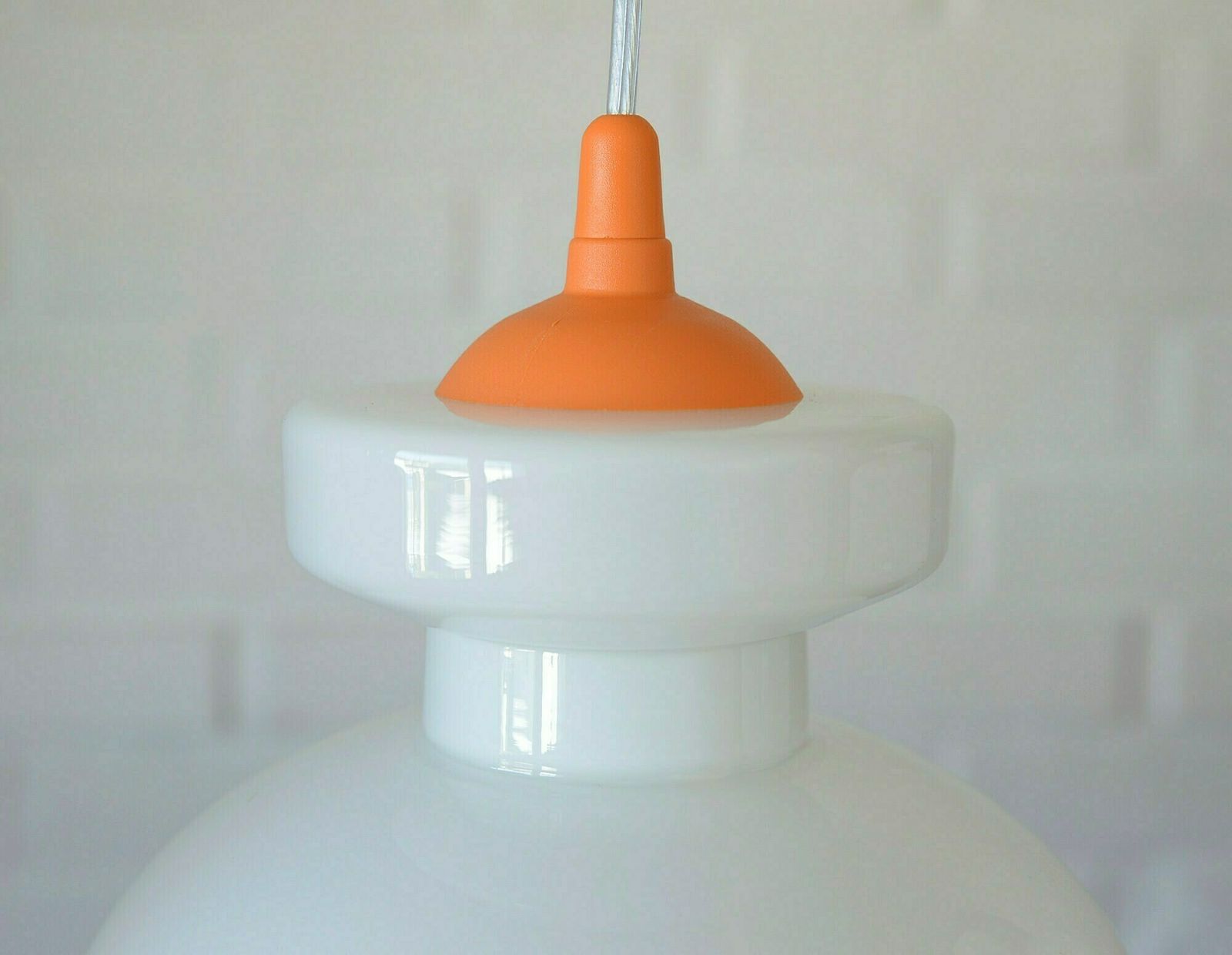 Set Of 3 Vintage Pop Art Lamp / Pendant Light / White Opaline Glass / Yugoslavia 1970s photo 450.0