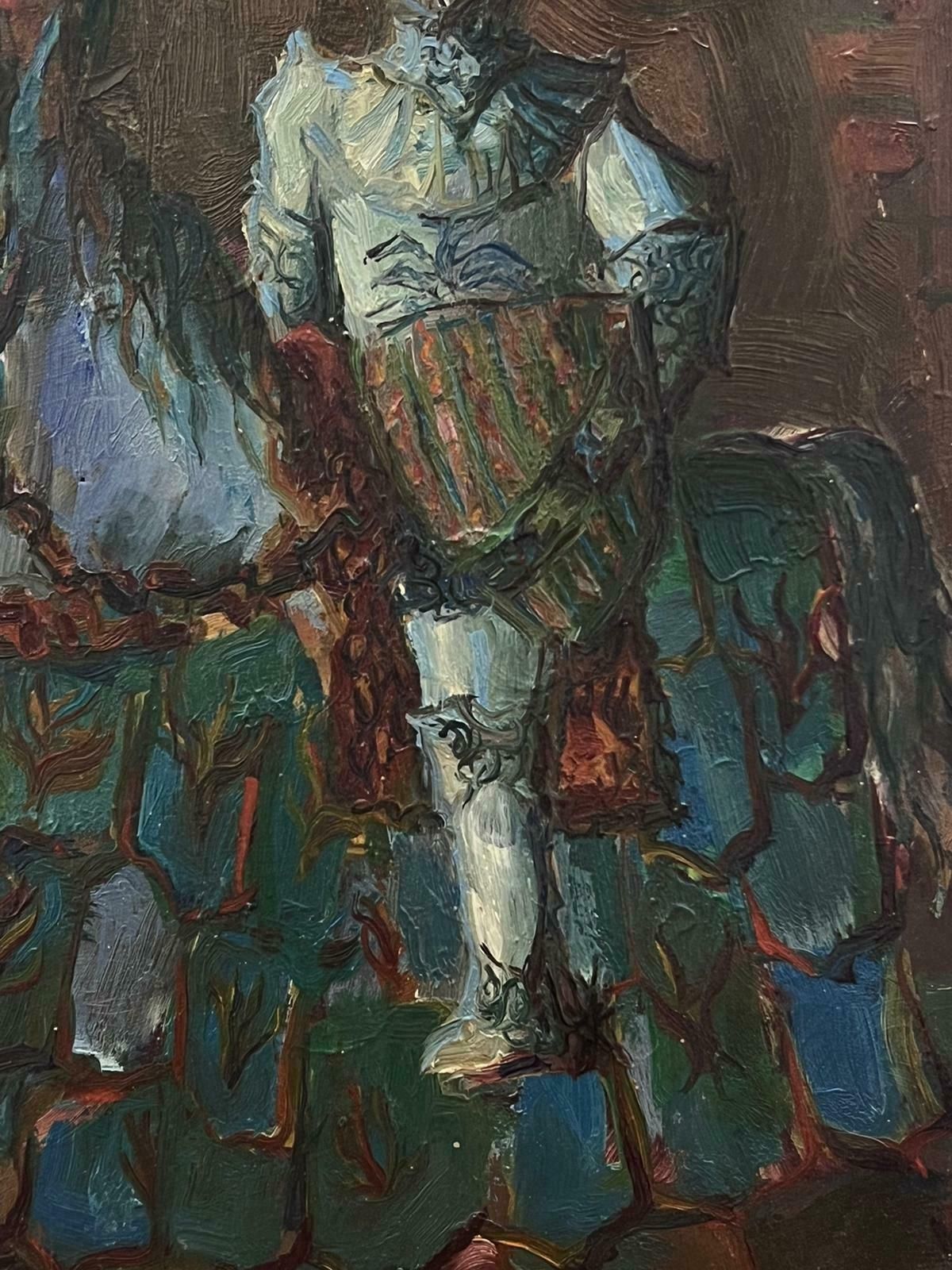 French Schoolfrench Modernist 20th Century Oil Painting Knight In Shining Armour On Horseback photo Art