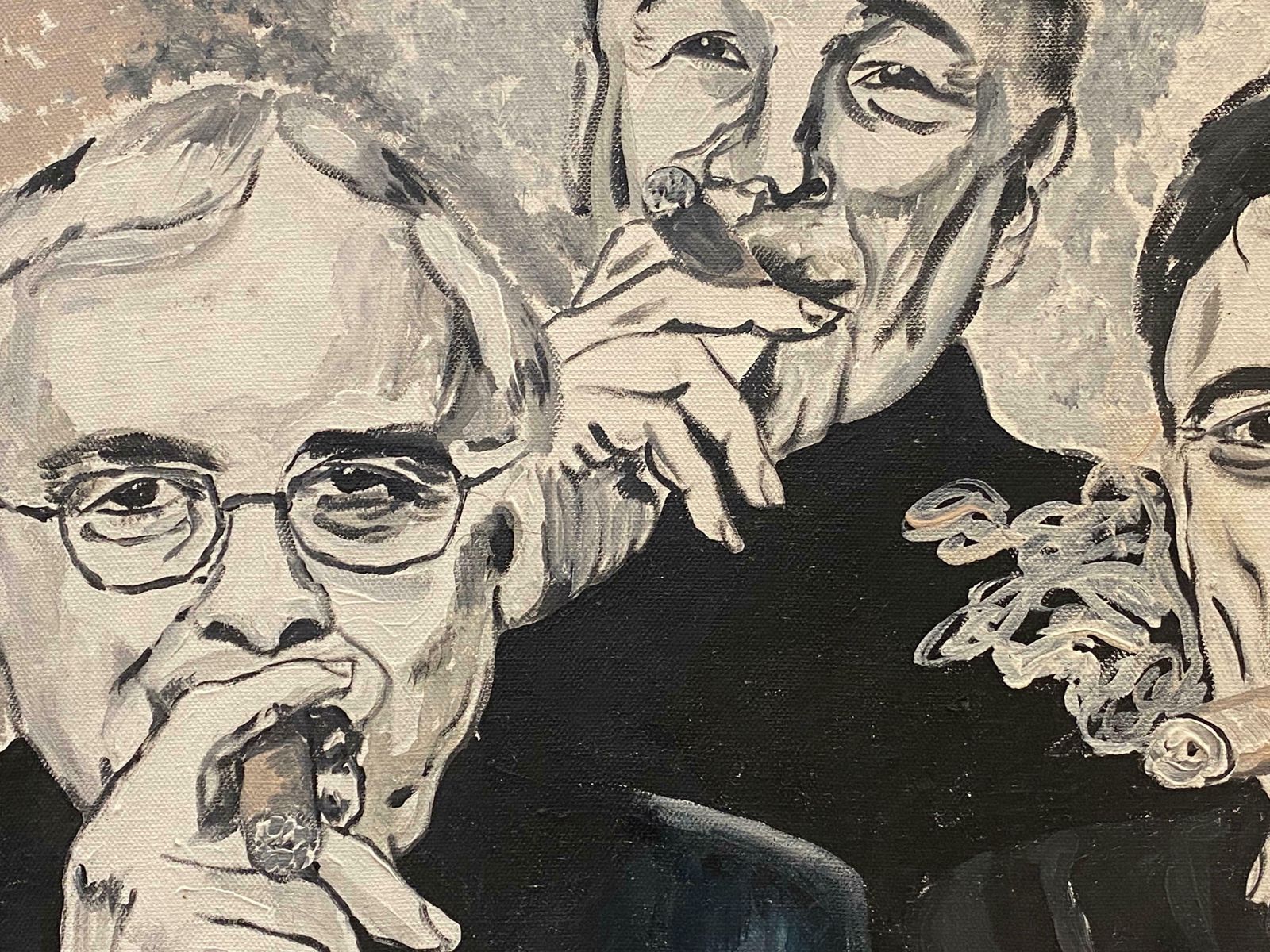 Unknown French Oil   Portraits Of Cigar Smokers Trioc. 2005 photo for sale